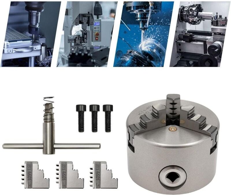 Präzisions 3 Backenfutter Dreibackenfutter Drehbankfutter, 3 Backenfutter Drechselbank fit DrehmaschiNe für Holzbearbeit...