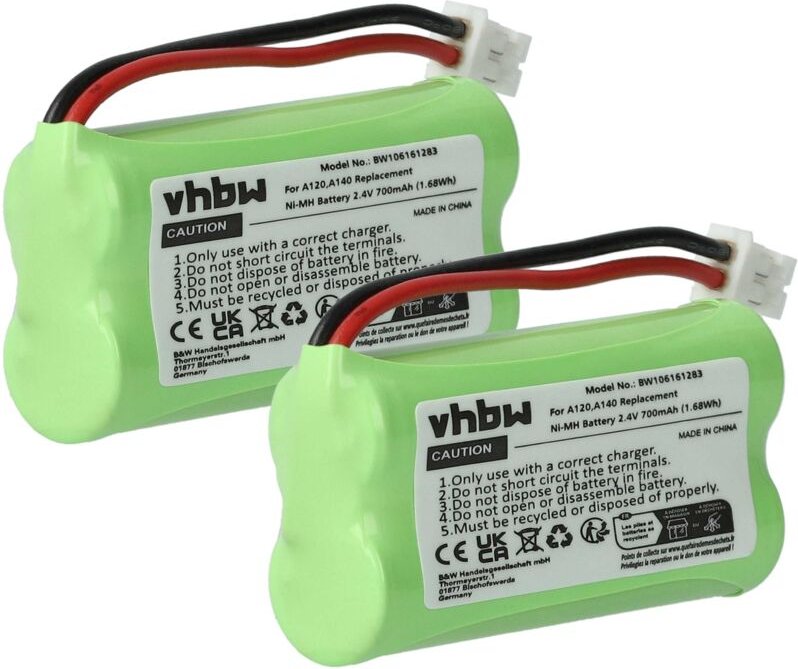 Vhbw - 2x Akku kompatibel mit Siemens Gigaset A140 Duo, A140 Trio schnurlos Festnetz Telefon (700 mAh, 2,4 v, NiMH)