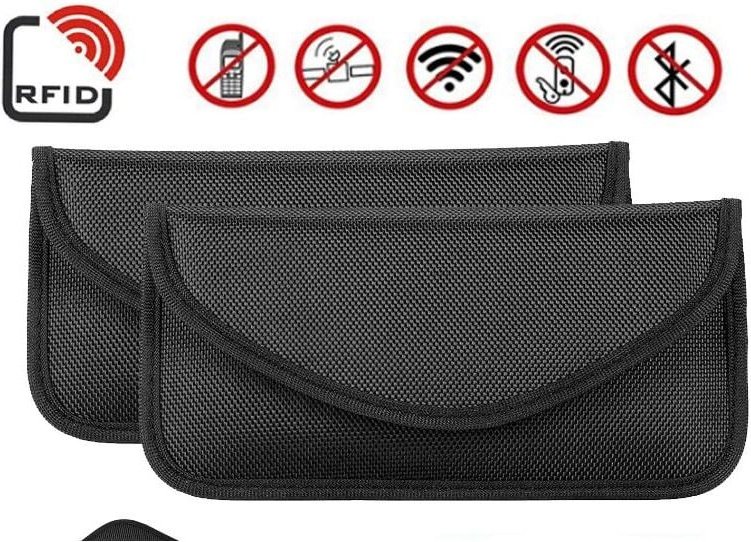 2 x kostenlose RFID-Signalblockiertasche, Faraday-RFID-Diebstahlschutztasche zum Blockieren der Autoschlüsseltasche,