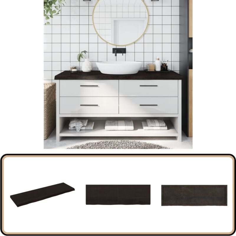 Waschtischplatte Dunkelbraun 160x50x(2-6)cm Massivholz - Waschtischplatte - Eiche - Holzarbeitsplatte - Badrenovierung -...