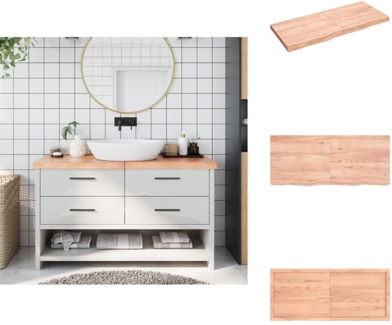 Waschtischplatte Hellbraun 140x60x(2-6) cm Massivholz Behandelt - Eichenholz Platte - Badezimmersanierung - Waschtischpl...