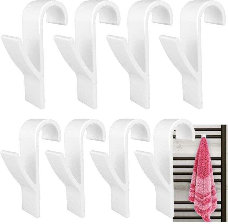 Bianco) Set di 8 ganci per termosifone, portasciugamani da bagno, stendibiancheria per termosifone di casa, gancio per t...