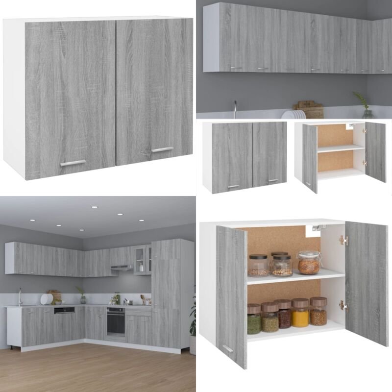 Hängeschrank Grau Sonoma 80x31x60 cm Holzwerkstoff - Küchenregal - Hängeschrank - Holzschrank - Grau Sonoma - Wohnzimmer...