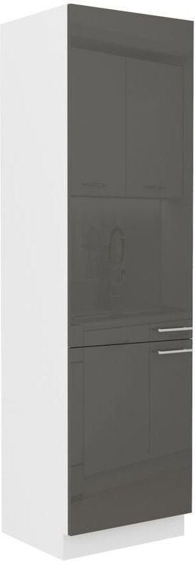 Küchen Preisbombe - Küchen Hochschrank 60 cm Lara Grau Hochglanz Küchenzeile Küchenblock Küche