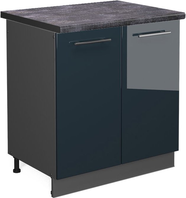 Vicco - Küchenschränke Fame-Line, Dunkelblau Hochglanz, 80 cm , ap Anthrazit