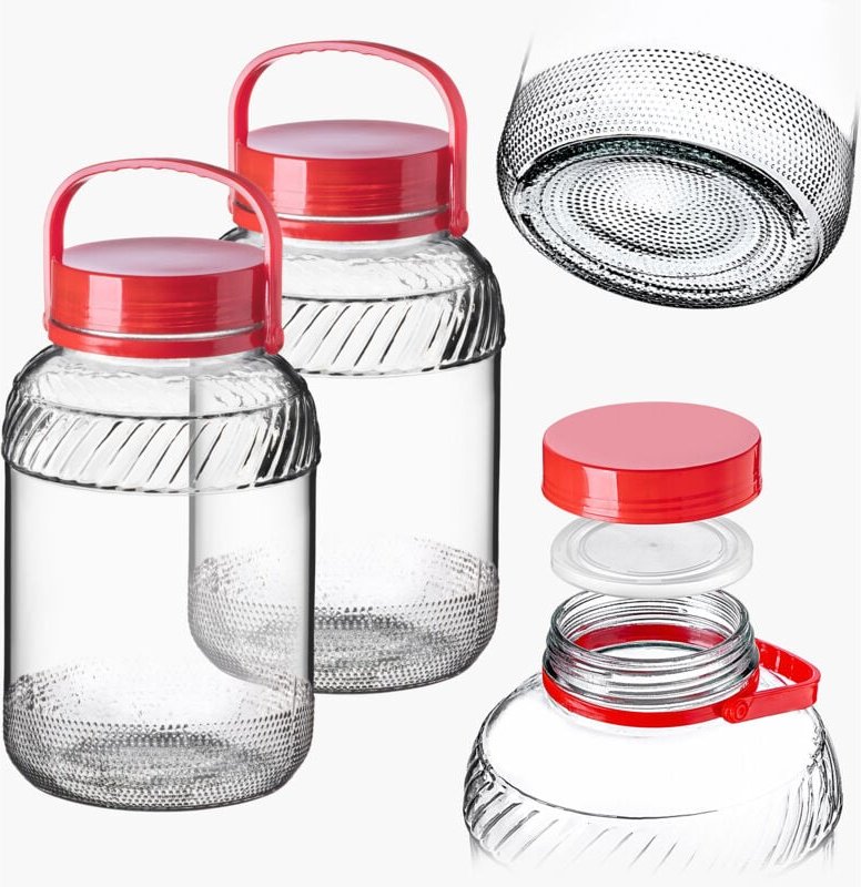 KADAX Einmachglas 5 l Glasgefäß mit Deckel und Griff zum Einlegen von Kohl Paket 2