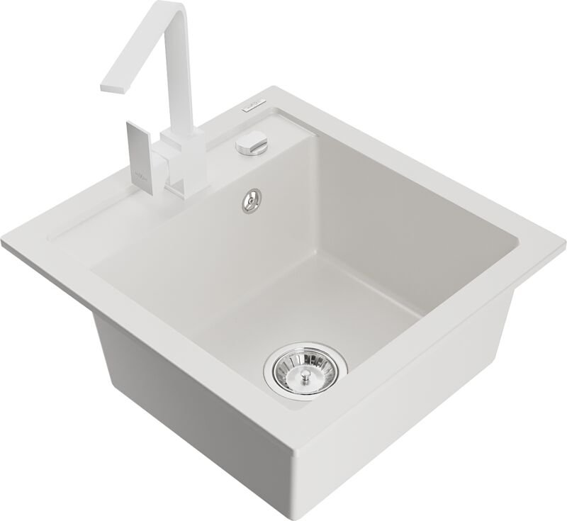 Vito 1-Becken-Granit-Spüle mit Mischbatterie Rita, Weiß - 6503-20-670300-20 - Mexen