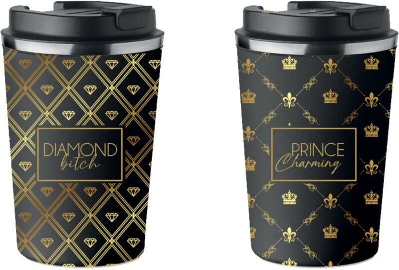 2er Set Premium Thermobecher Diamond Bitch Prince King 350ml KT068