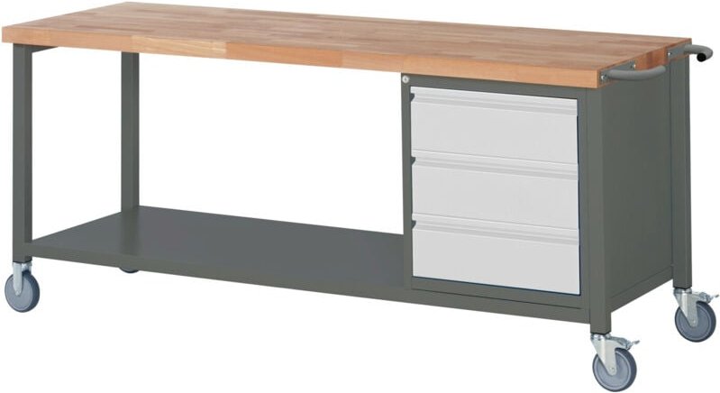 Fahrbare Werkbank Premium mit 3 Schubladen BxTxH 2000x700x880 mm - Stier