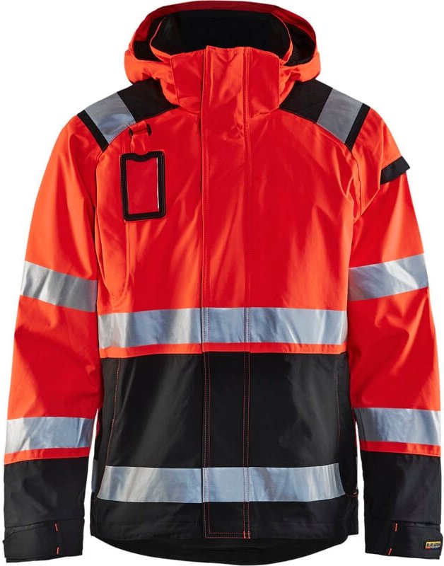 Arbeitsjacke Hardshell-Stretch 2D Hochsichtbarkeit 4987 - Neonrot/Schwarz M