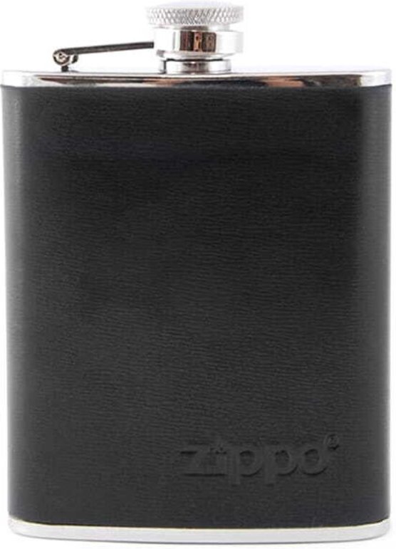 ZIPPO Flachmann STEEL BLACK LEATHER 180ml