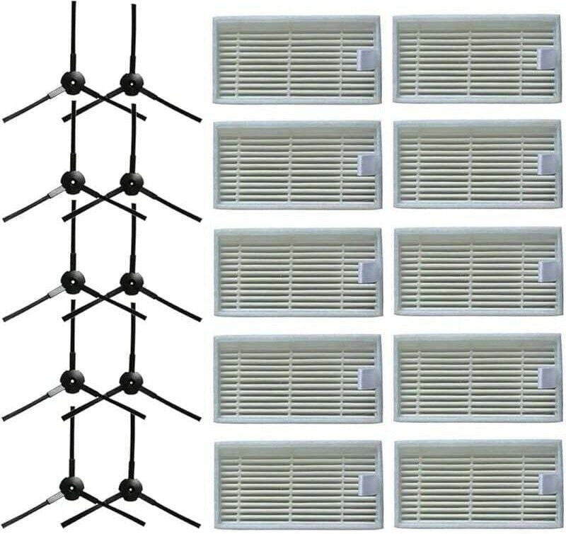 10 Seitenbürsten + 10 HEPA-Filter für Lidl SilverCrest SSR 3000 A1 Saugroboter