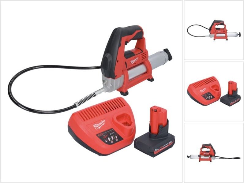 Thumbnail - Milwaukee M12 GG-501 Akku Fettpresse 12 V 562 bar + 1x Akku 5,0 Ah + Ladegerät