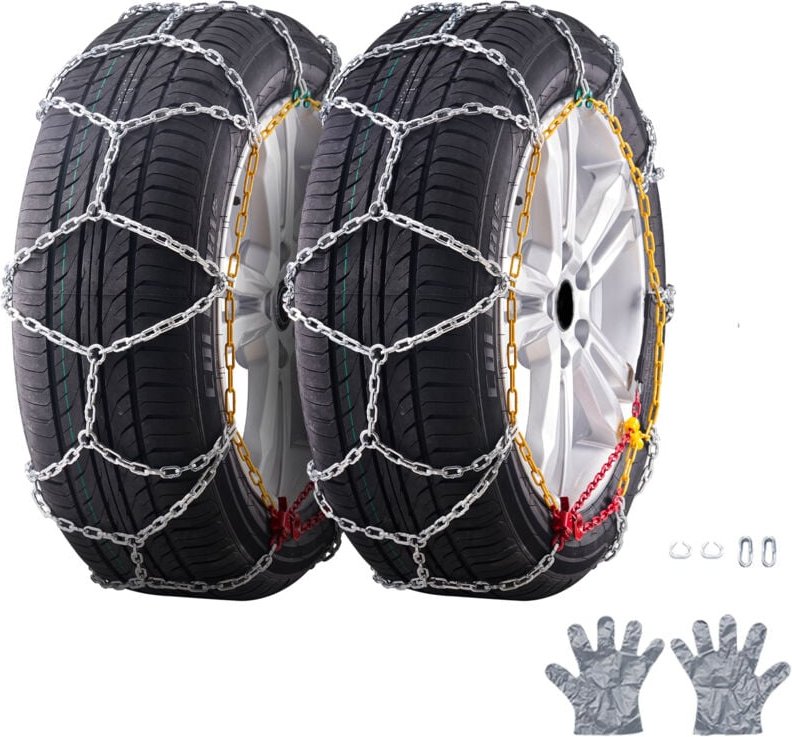 Schneeketten, Mangan-legierter Stahl-Notfall-Traktionsketten, 2 stk Seilketten für Autos, SUVs, Pickups, Trucks, Silber,...