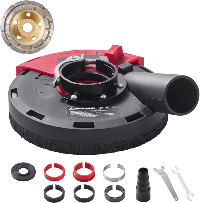 Absaugaufsatz für Winkelschleifer, universell einsetzbar für 100–125 mm, Staubschutz mit 6 Klemmscheiben & 125 mm Diaman...