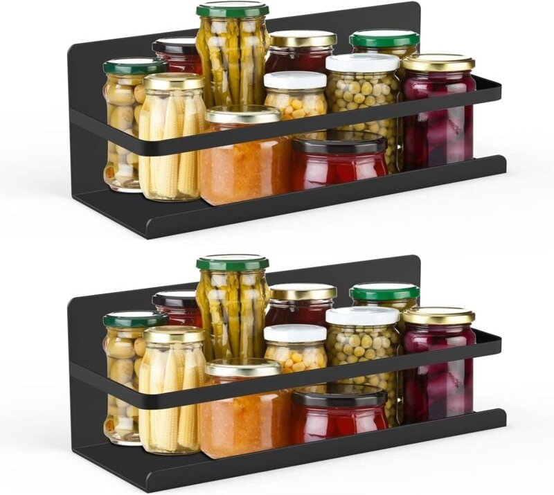 Magnetisches Gewürzregal für den Kühlschrank – 2 Gewürzhalter, magnetisches Küchenregal, Küchenregale ohne Bohren, ideal...