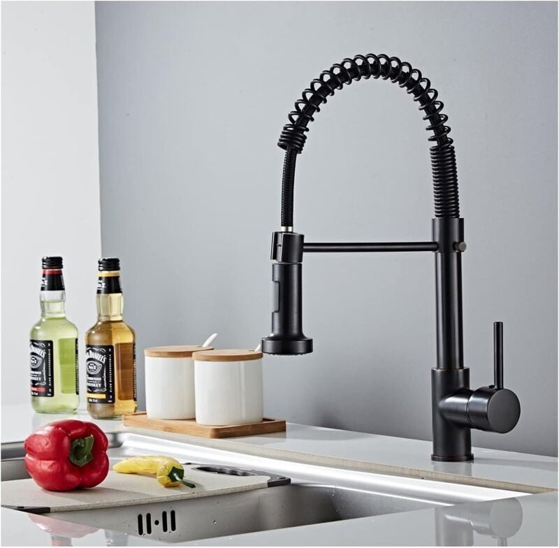 Küchenarmatur mit schwenkbarem Sprüher – 360° Feder-Küchenarmatur, 2 Sprühmodi mit Schläuchen, Einhebel-Spültischarmatur...