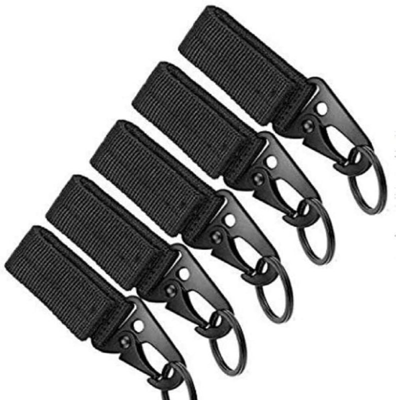 5 Stück Gürtelkarabiner, Nylongewebe mit Anti-Reibungs-Schlüsselanhänger, taktische Weste-Schnalle, 10 cm, für Outdoor, ...
