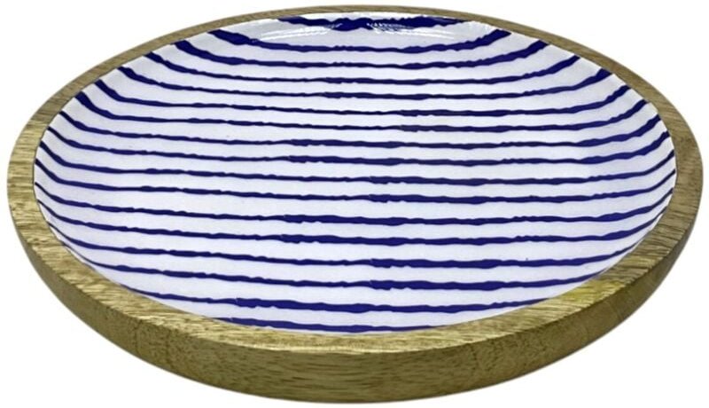 Kleiner gestreifter Dekoteller für die Küche, ideal für Präsentationen und nautische Dekoration, modernes und funktional...