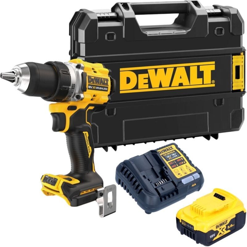 DeWalt DCD 800 P1T Akku Bohrschrauber 18 V 90 Nm Brushless + 1x Akku 5,0 Ah + Ladegerät + TSTAK