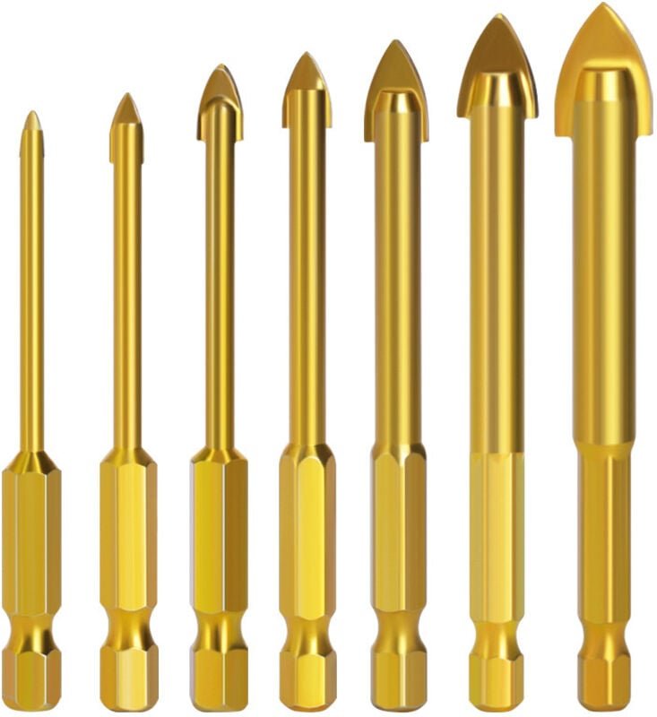 Sollbry Stück Glasbohrer, Sechskant-Bohrer mit Titanbeschichtung, Keramikbohrer, 4 mm/5 mm/6 mm/8 mm/10 mm/12 mm, Bohrwe...