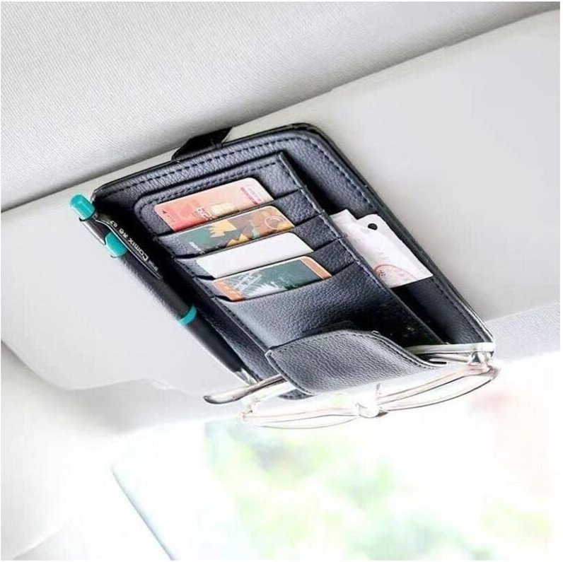 Thumbnail - Auto-Sonnenblenden-Organizer, Auto-Brillenhalter, PU-Leder-Auto-Utility-Aufbewahrung, Sonnenblenden-Tasche zur Aufbewahr...