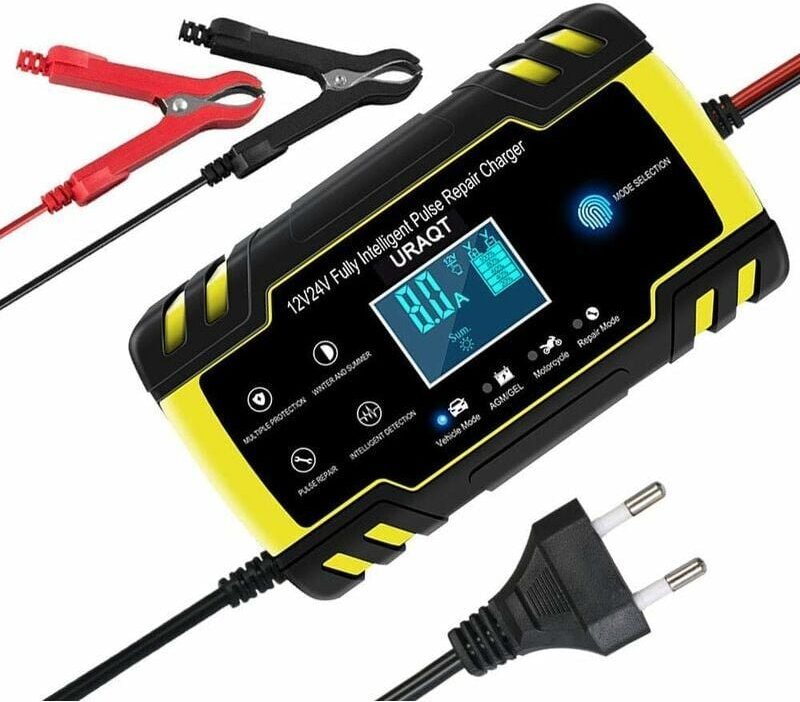 Ulisem - Autobatterieladegerät, 8A 12V/24V Autobatterieladegerät Vollautomatisch mit LCD-Display, Smart Maintainer Ladeg...