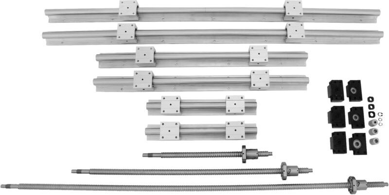 SBR20 Linearschienensatz + 3 Kugelumlaufspindeln RM1605-350/650/1050 mm CNC-Kit, Stützlinearschiene mit BK/BF12-Halterun...
