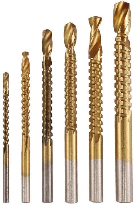 Thumbnail - 6 StüCke Titanium Bohrer SäGen Bit Satz, HSS Gezackte LöCher Bohren, 3 8Mm Schreiner BüGel SäGe Satz