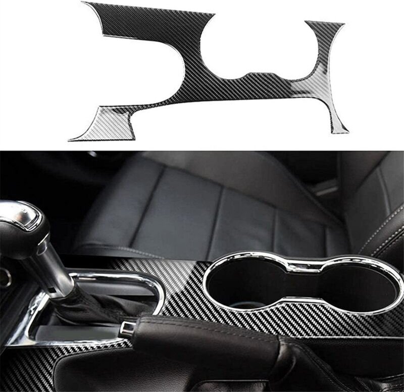 Tlily - Carbon Fiber Interior Center Console Gear Shift Panel Cup Holder Cover Trim Aufkleber Rahmen für 2015-2021