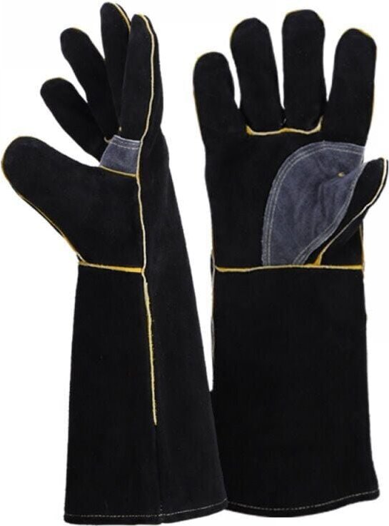 Thumbnail - Guanti resistenti al fuoco e al calore, in pelle con cuciture in Kevlar, perfetti per caminetti, stufe, forni, grill, sa...