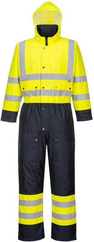 Kontrast-Hi-Vis-Daunenjacke in Gelb/Navy, wattiert, 6XL - FR(62-64) - UK(56-60)