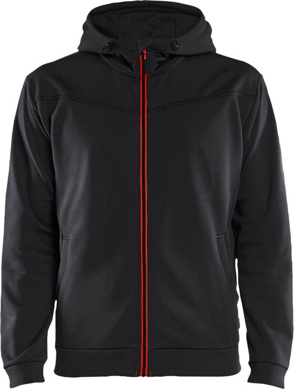 Arbeitskapuzenpullover mit Reißverschluss 3363 - Schwarz/Rot XL