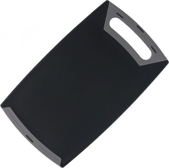 Buri - Anti-Slip Schneidbrett 35x21cm Küchenbrett Frühstücksbrett rutschfest Kunststoff - schwarz/grau