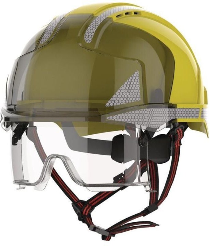 Baustellenhelm mit Doppelstandard EVO VISTAlens Dualswitch CR2 Gelb/Rauch