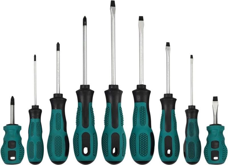 9-teiliges Schraubendreher-Set inklusive Schraubendreher für Kreuzschlitz- und Schlitzschrauben mit Magnetring und Schra...