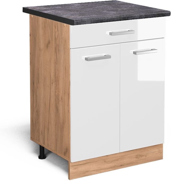 Thumbnail - Küchenunterschrank R-Line, Weiß Hochglanz, 60 cm mit Schublade, ap Anthrazit Vicco