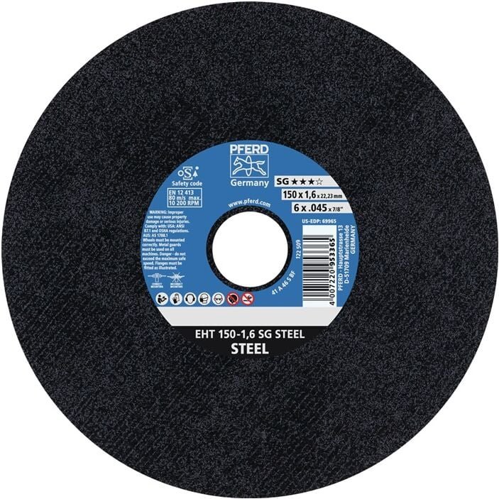 Pferd - tools 61323106 Trennscheibe sg steel D150x1,6mm gerade Stahl Bohrung 22,23