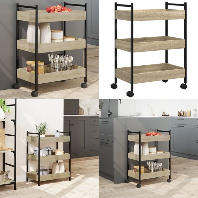 Küchenwagen Sonoma-Eiche 50x30x70 cm Holzwerkstoff - Küchentisch - Küchenschrank - Kücheninsel - Rollwagen - Mobiliar - ...