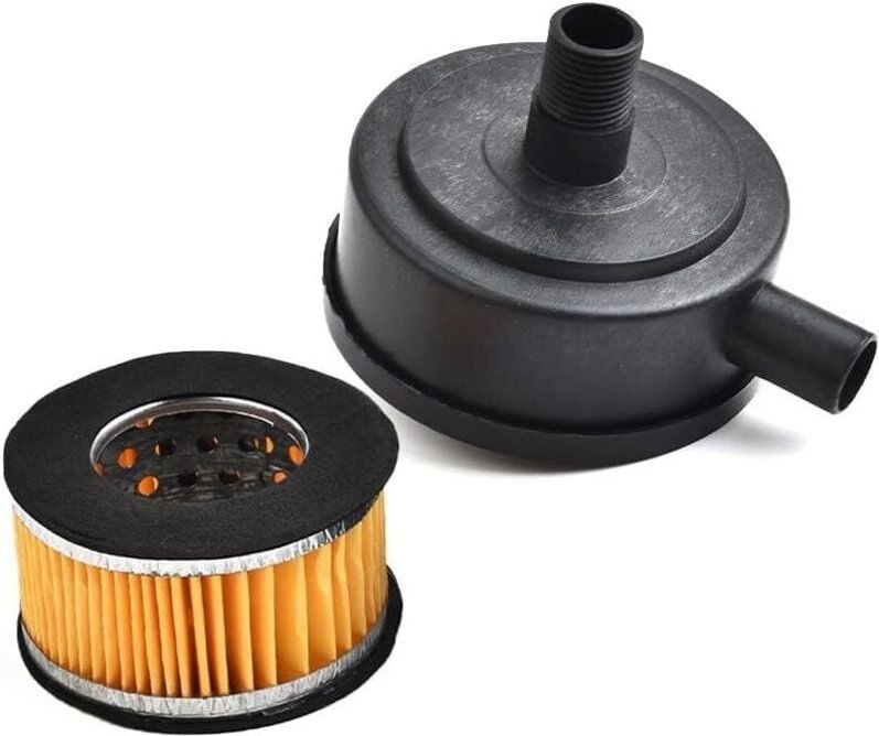 Schalldämpfer für Luftkompressoren, 20 mm Außengewinde, mit Ersatzelement, schwarze und gelbe Kunststoffkartusche, Werks...