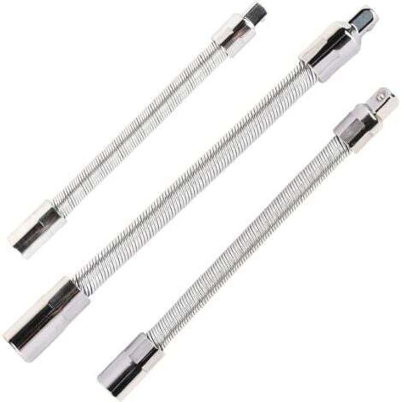 Tigrezy - 1/4' 3/8' 1/2' silberne flexible Verlängerungsstange aus Edelstahl, 3er-Pack