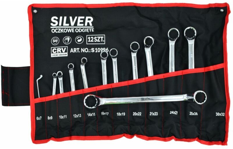Klucz oczkowy - odgięty 12szt. 6-32 mm /silbern