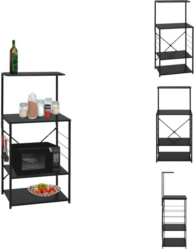 Küchenutensilienhalter & -ablagen - Living Mikrowellenregal Schwarz 60x39,6x123 cm Holzwerkstoff - Schwarz