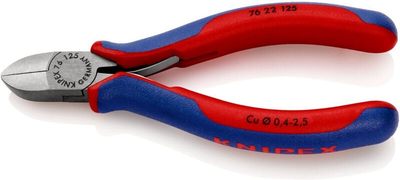 Knipex - 76 22 125 Elektronik- u. Feinmechanik Seitenschneider ohne Facette 125 mm