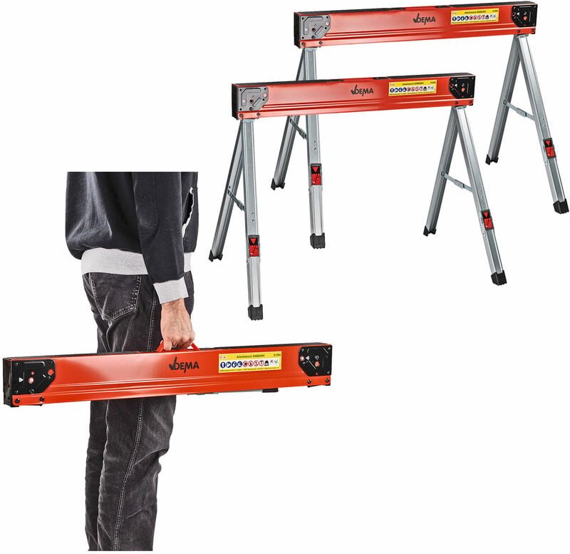 Dema - 2x Multifunktions Arbeitsbock DAB590H Falt Sägebock klappbar 500kg Klappbock