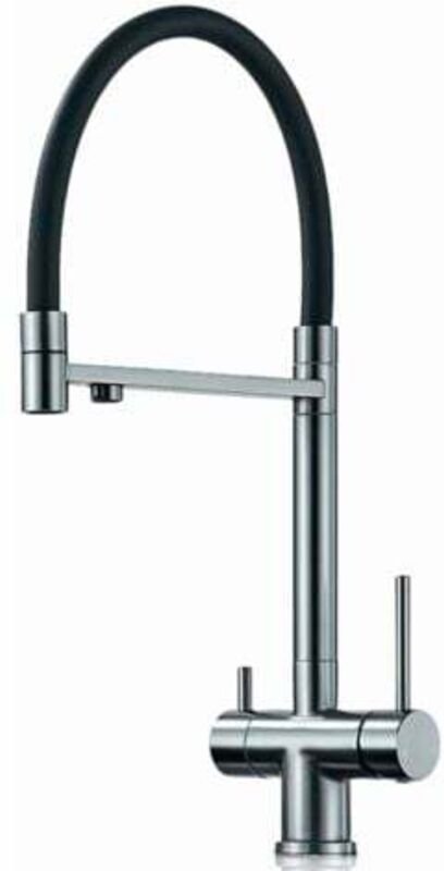 3-Wege-Umkehrosmose-Armatur, ausziehbar, formschön, drehbar von Rosmmel aus der Helios-Serie Rotgussgrau