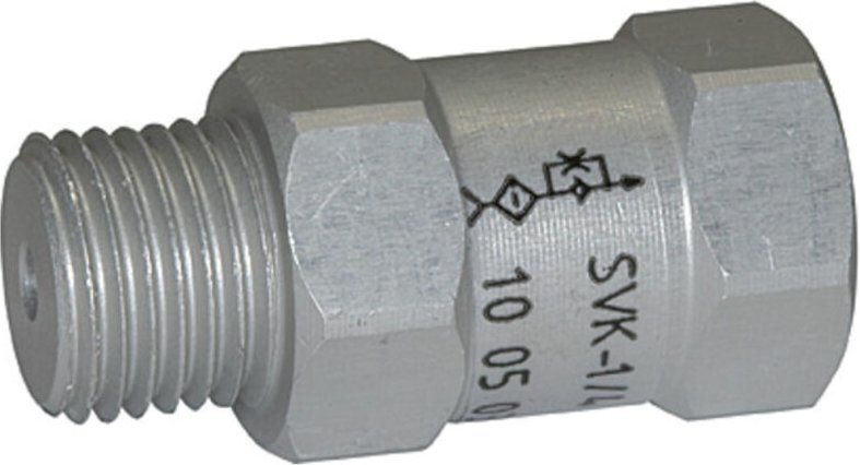 Strömungsventil, ag o., Alu, Kugelsitzven. pu = -0,3bar l/min 2,9 - Riegler