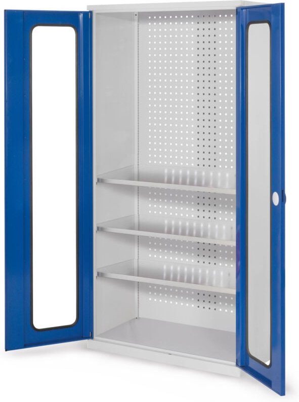 Kappes ®RasterPlan Werkzeugschrank 1950x1000m Modell 6 Tiefe 500mm Sichtfenstertüren enzianblau