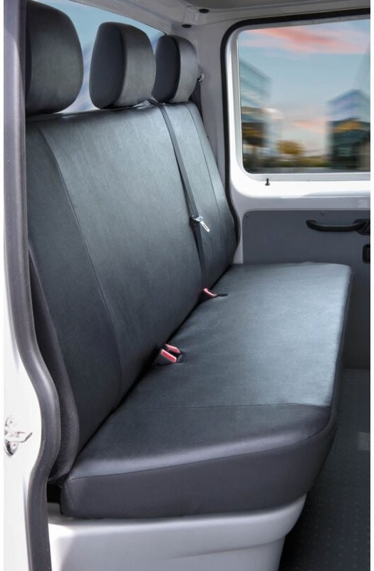Walser - Passform Sitzbezug aus Kunstleder kompatibel mit vw T6, 3er Bankbezug Pritsche