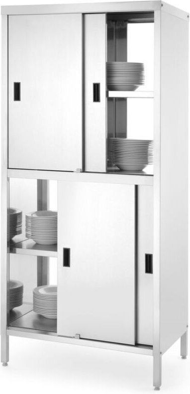 Durchgangsschrank mit Trennwand und Schiebetür - verschraubt Hendi Kitchen Line, 800x500x(H)1800mm Basisvariante